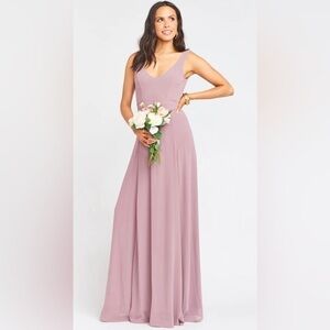 Show Me Your Mumu Jenn Maxi Chiffon Dress Size XS Dusty Rose Pink Bridesmaid